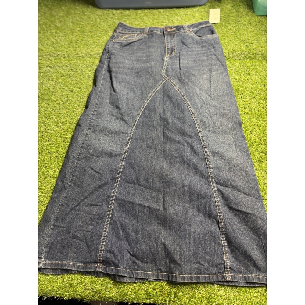 Denimcore Long Maxi Skirt Dark Wash Modest Church Casual‎ Size